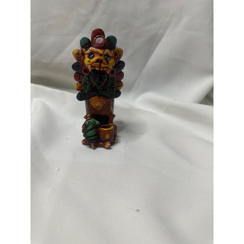 Aztec Mexican Shot glass clay stone 3 oz